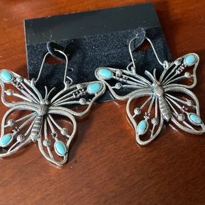 Turquoise Butterfly Earrings, for pierced ears, Beautiful